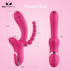 SMT1264 - Dương vật giả silicon rung hút có lưỡi liếm dài 230mm