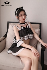 SMS663 - Set đồ ngủ áo croptop 2 dây và chân váy xòe có phụ kiện