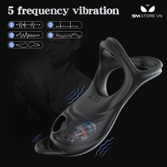 SMT2717 - Vòng đeo dương vật rung hút có 5 chế độ sạc điện