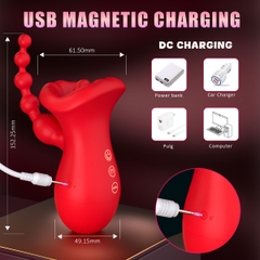 SMT1632 - Máy rung 2 đầu có lưỡi và que hậu môn dài 15.2cm