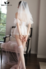 SMS451 - cosplay cô dâu sexy với váy trắng siêu ngắn kèm phụ kiện