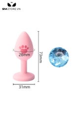 SMT1182 - Butt plug hậu môn silicon chân mèo dài 73mm gắn hạt ngọc