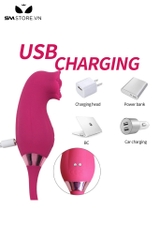 SMT2727 - Trứng rung hút 2 đầu hình bông hoa dài 345mm có 10 chế độ