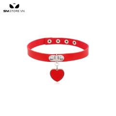 SMP098 - Vòng cổ chocker trái tim đặc với chất liệu da PU