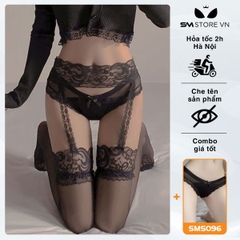 SMP012 - Garter tất da chân đai đơn gắn liền phối ren sexy gợi cảm