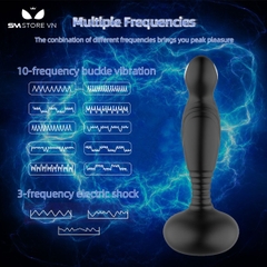 SMT1146 - Butt plug hậu môn silicon dùng sạc với 10 chế độ rung