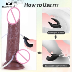 SMT2888 - Dương vật giả bắn tinh dính tường bơm tay dài 18.8cm