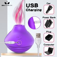 SMT1932 - Trứng rung hút 2 đầu silicon dài 32cm sạc điện chống nước