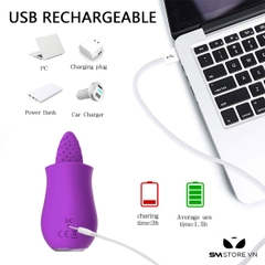 SMT1375 - Lưỡi rung có gai bằng silicon sạc USB kháng nước
