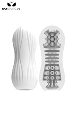 SMT1213 - Cốc thủ dâm anime silicon trắng dài 128mm hình xoắn ốc