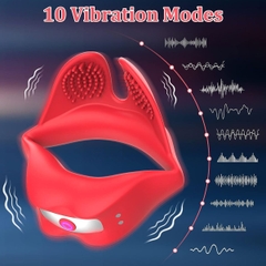 SMT2377 - Vòng khóa dương vật hình cái môi có 10 tần số sạc điện