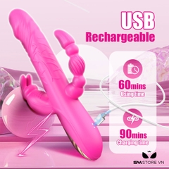 SMT2270 - Máy rung thụt đầu dương vật có 2 đầu và tai thỏ dài 21cm