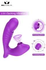 SMT1219 - Dương vật giả silicon rung hút điều khiển từ xa dài 9cm