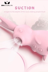 SMT1638 - Máy hút âm vật núm vú ngụy trang con thỏ hồng dài 11.6cm