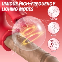 SMT2178 - Dương vật giả 2 đầu rung thịt có lưỡi liếm dài 20.6cm