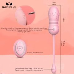 SMT526 - Trứng rung silicon điều khiển từ xa màu hồng dài 19.3cm