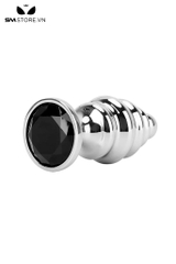 SMT2622 - butt plug inox cắm hậu môn xoắn ốc đính ngọc có 3 size
