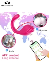 SMT2329 - Trứng rung hình con cá heo hồng 2 đầu điều khiển xa dài 16cm