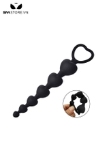 SMT116 - Anal beads silicon hình trái tim chuỗi 6 hạt dài 18,5 cm