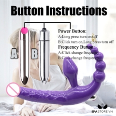 SMT1253 - Dương vật 3 đầu có phích cắm hậu môn 5 tầng dài 21cm