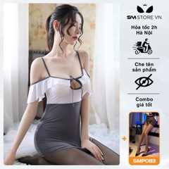 SMS311 - váy ngủ 2 dây trễ vai cực ngắn ôm body sexy quyến rũ