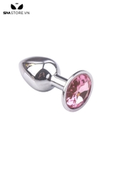 SMT200 - butt plug inox cắm hậu môn trơn đính kim cương lỗ 6 và 8mm