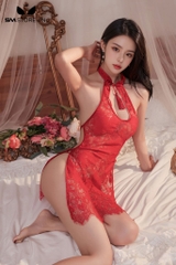 SMS587 - Váy ngủ sườn xám xuyên thấu xẻ tà buộc hông quyến rũ
