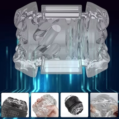 SMT1788 - Cốc thủ dâm hai đầu pha lê silicon trong suốt dài 4.5cm