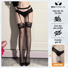 SMP115 - Garter tất da chân siêu mỏng phối viền ren hoa quyến rũ