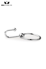 SMT565 - Vòng đeo dương vật inox có móc 2 bi kích thích niệu đạo
