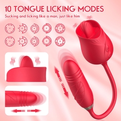 SMT477 - Máy rung 2 đầu có lưỡi liếm và dương vật giả dùng sạc