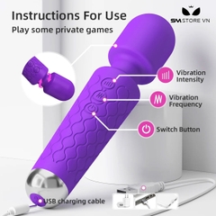 SMT466 - Chày rung mini silicon có 20 chế độ sạc điện dài 20cm