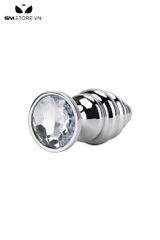 SMT2622 - butt plug inox cắm hậu môn xoắn ốc đính ngọc có 3 size