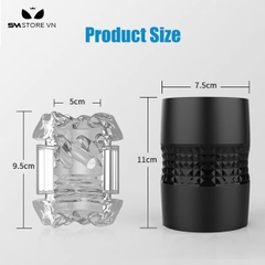 SMT1788 - Cốc thủ dâm hai đầu pha lê silicon trong suốt dài 4.5cm