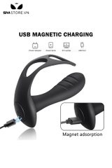 SMT1115 - Máy rung hậu môn silicon có vòng đeo dương vật điều khiển xa