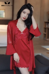 SMS511 - Áo choàng ngủ lụa cao cấp phối ren sexy gợi cảm