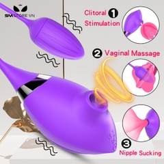 SMT1932 - Trứng rung hút 2 đầu silicon dài 32cm sạc điện chống nước