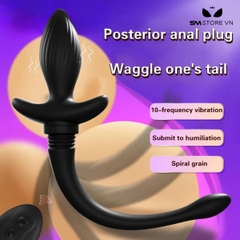 SMT1755 - Anal plug đuôi chó dài 219mm điều khiển mini từ xa