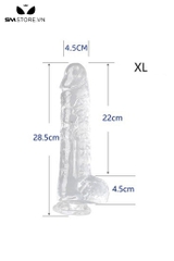SMT487 - Dương vật giả silicon trắng trong suốt 7 size có độ bám dính