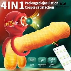 SMT2378 - Vòng đeo dương vật có lưỡi liếm điều khiển xa sạc điện