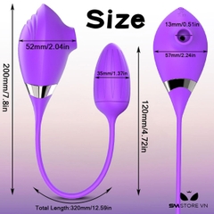 SMT1932 - Trứng rung hút 2 đầu silicon dài 32cm sạc điện chống nước