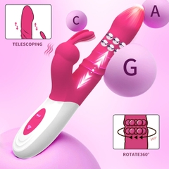 SMT2351 - Dương vật giả rung xoay thụt tai thỏ có hạt dài 23.5cm