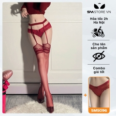 SMP115 - Garter tất da chân siêu mỏng phối viền ren hoa quyến rũ