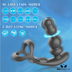 SMT1674 - Máy rung hậu môn mix vòng đeo dương vật điều khiển từ xa