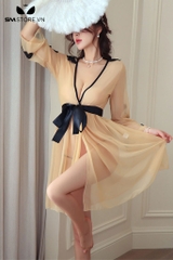 SMS700 - Đồ ngủ kimono trong suốt kèm quần lót lọt khe quyến rũ
