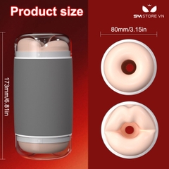 SMT1378 - Cốc thủ dâm silicon miệng và hậu môn dài 173mm chống nước