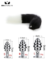 SMT046 - butt plug đuôi cáo 2 màu kèm phích xoắn ốc với 3 size