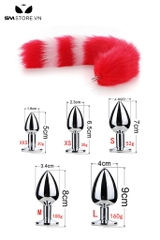 SMT044 - butt plug đuôi cáo 5 khúc và phích cắm hậu môn trơn