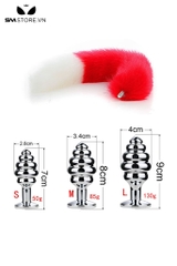 SMT046 - butt plug đuôi cáo 2 màu kèm phích xoắn ốc với 3 size