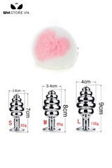 SMT058 - butt plug đuôi thỏ 2 màu tháo rời với phích cắm xoắn ốc